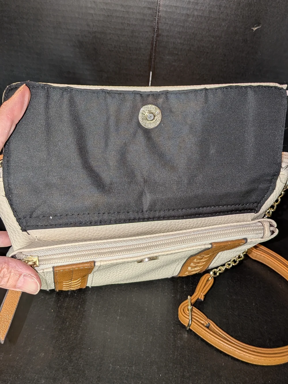 Jessica Simpson Crossbody Adjustable Strap Bag 3 Zip Pockets, 2 Slip Pockets